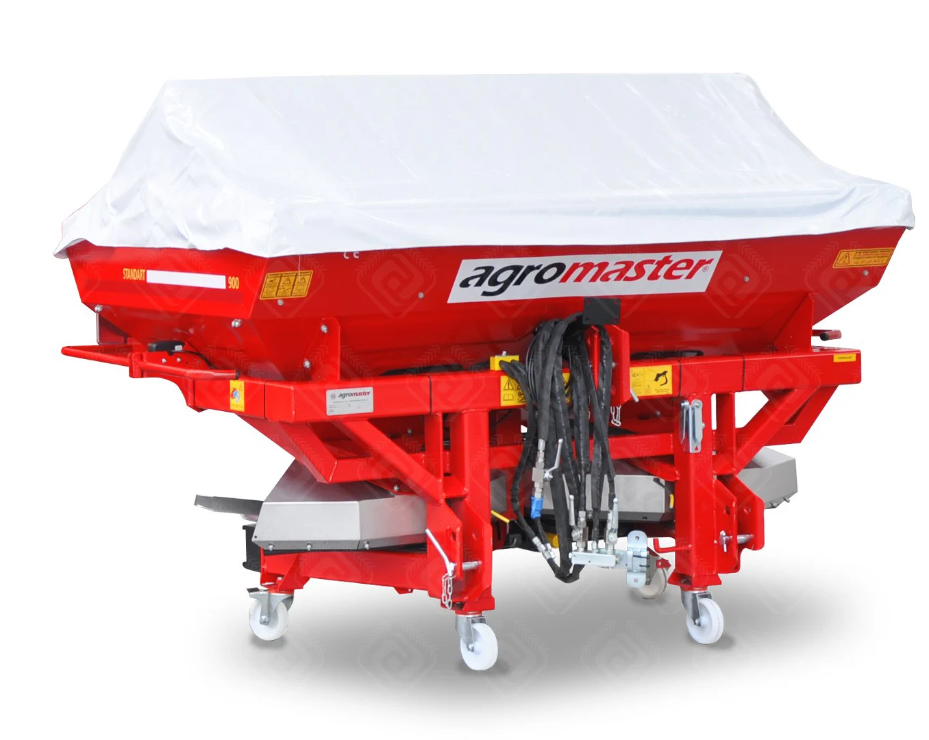 he Agromaster FIRTINA Fertilizer Spreaders, supplied by Agriserv Uganda, are designed for efficient, accurate fertilizer application across Ugandan farming conditions. These mounted spreaders feature double stainless-steel discs and are available in 900L, 1200L, and 1500L capacities, with working widths ranging from 10 to 36 meters, making them suitable for smallholders, estates, and large-scale commercial farms.